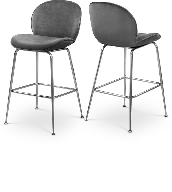 Paris Grey Velvet Stool