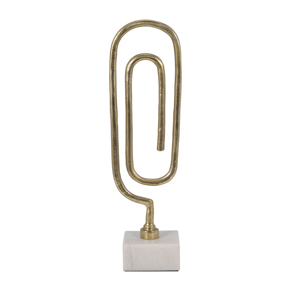 Metal, 18" Paper Clip Sculpture, Gold