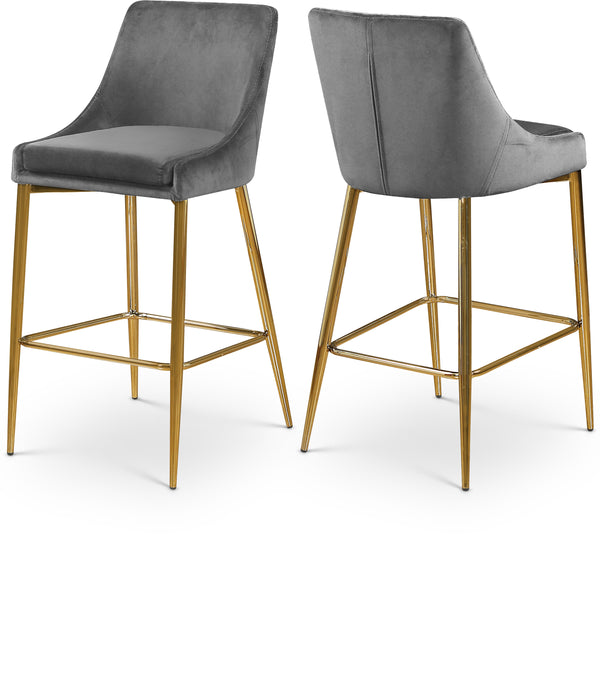 Karina Grey Velvet Stool