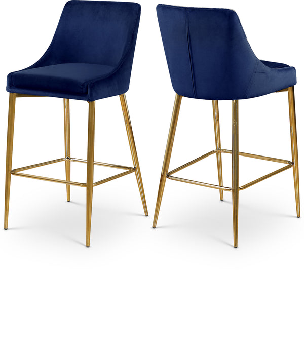 Karina Navy Velvet Stool