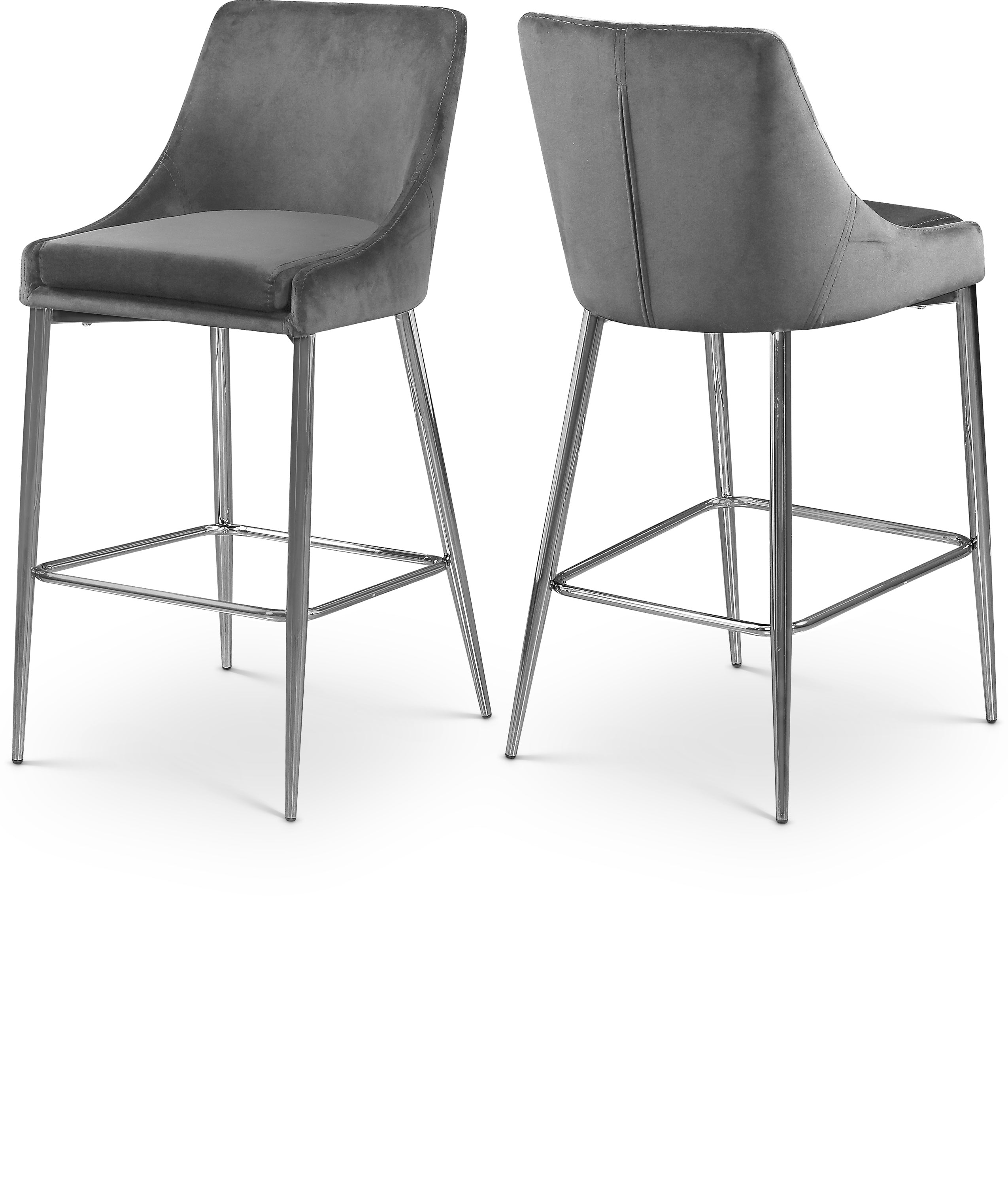 Karina Grey Velvet Stool