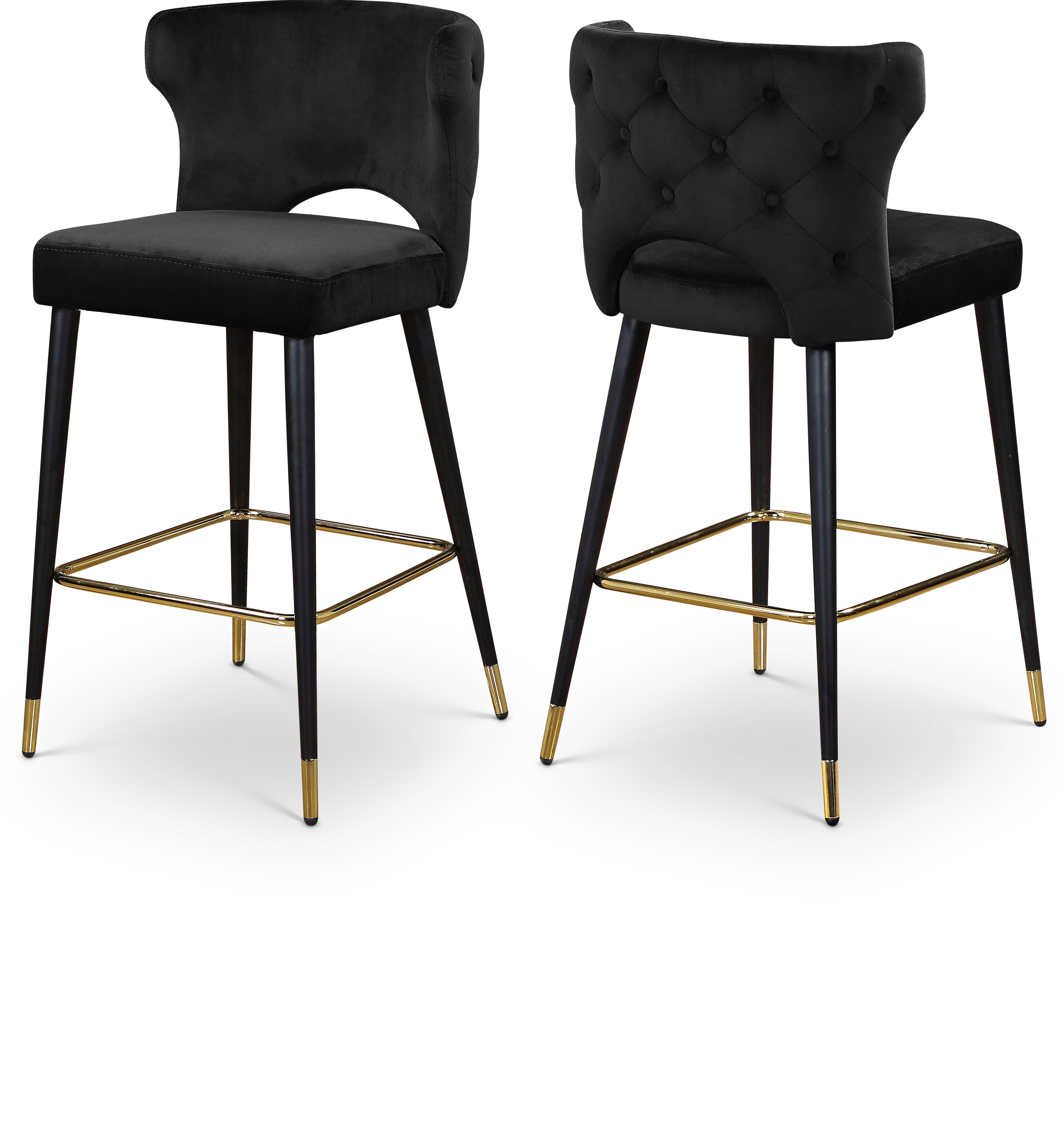 Kelly Black Velvet Stool