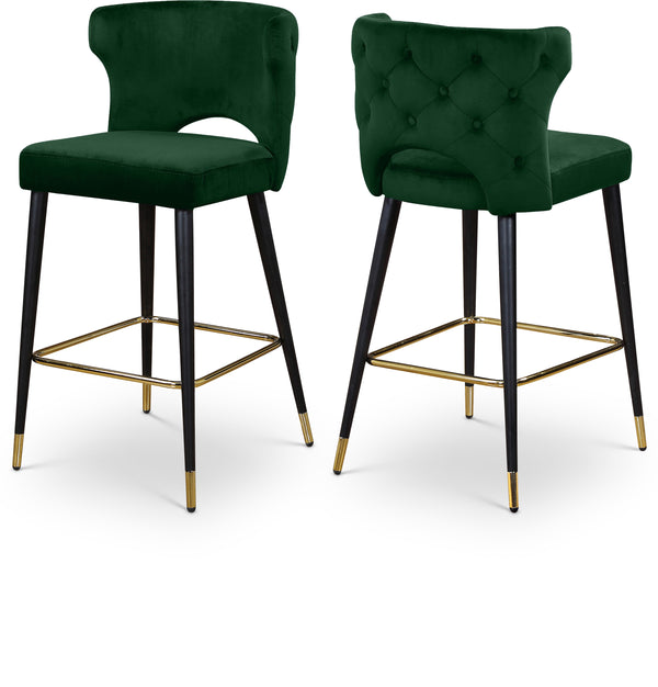 Kelly Green Velvet Stool