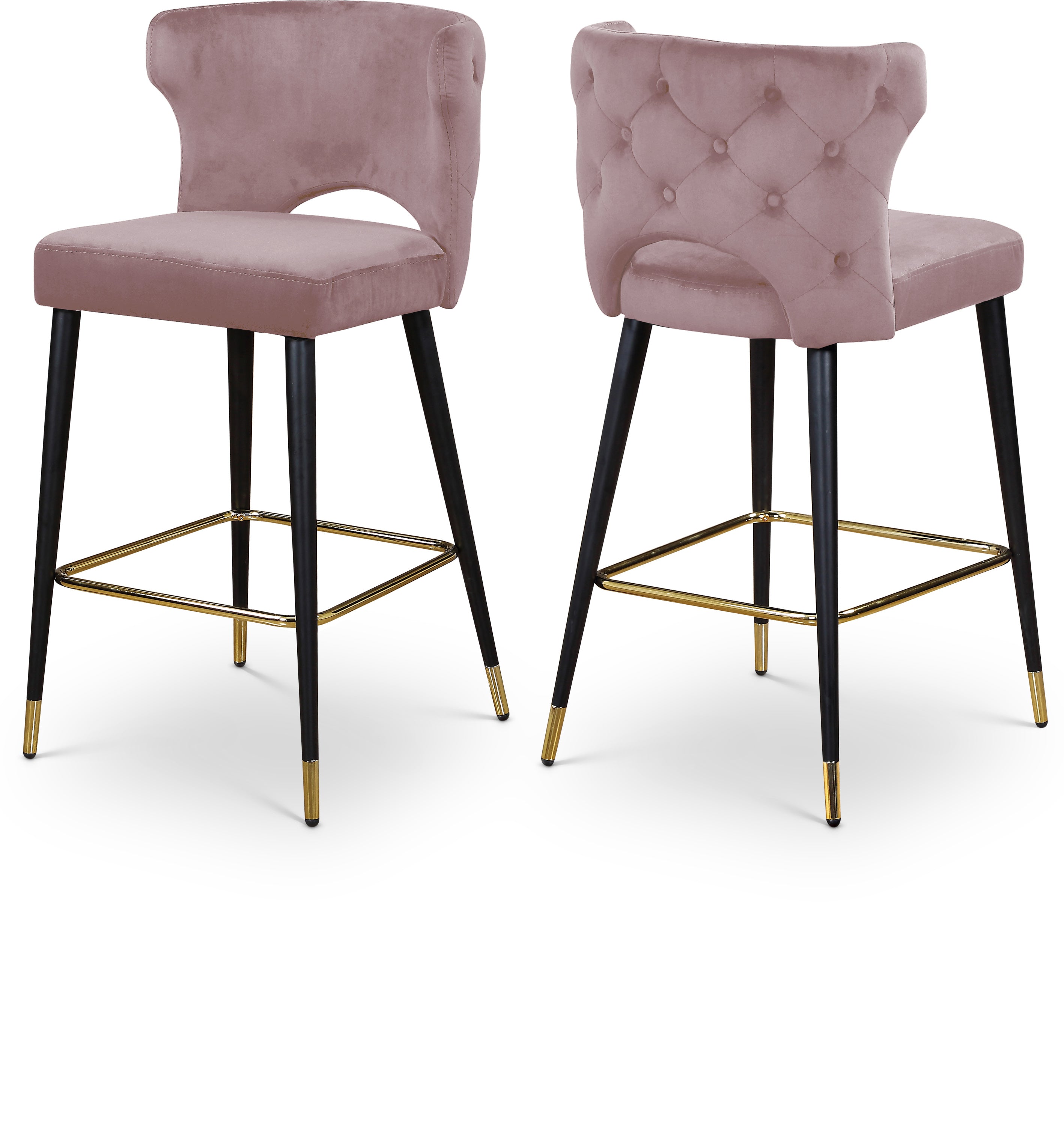 Kelly Pink Velvet Stool