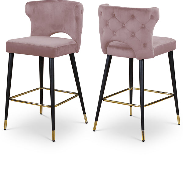 Kelly Pink Velvet Stool