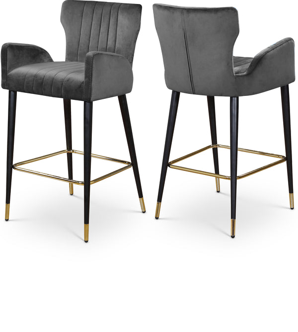 Luxe Grey Velvet Stool