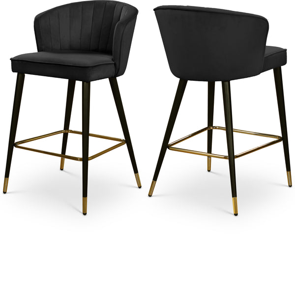 Cassie Black Velvet Stool