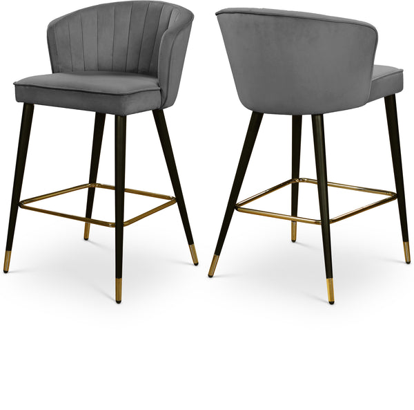 Cassie Grey Velvet Stool