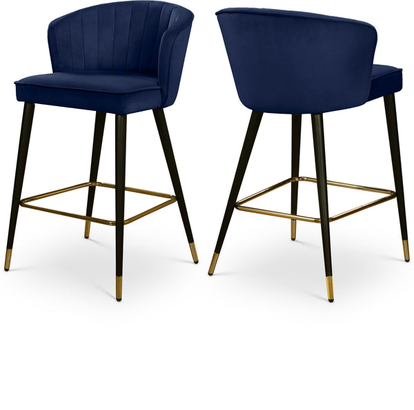 Cassie Navy Velvet Stool