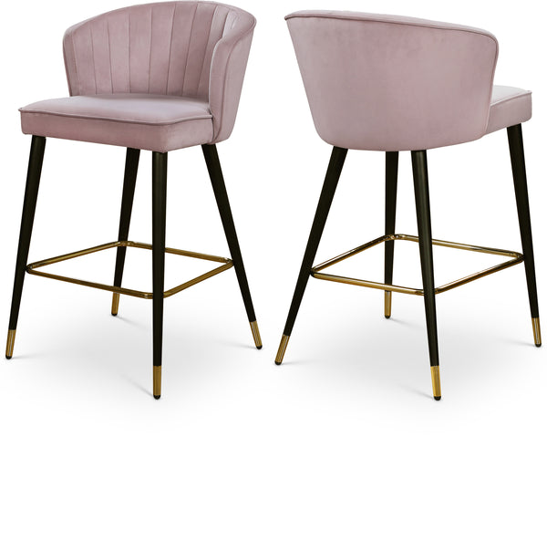 Cassie Pink Velvet Stool