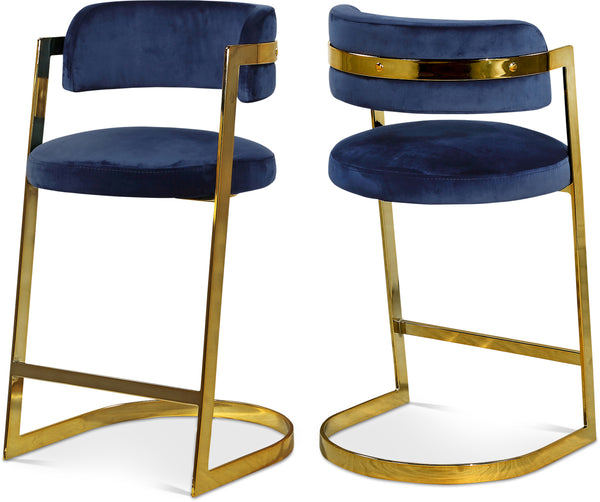 Stephanie Navy Velvet Stool