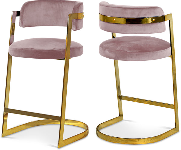 Stephanie Pink Velvet Stool