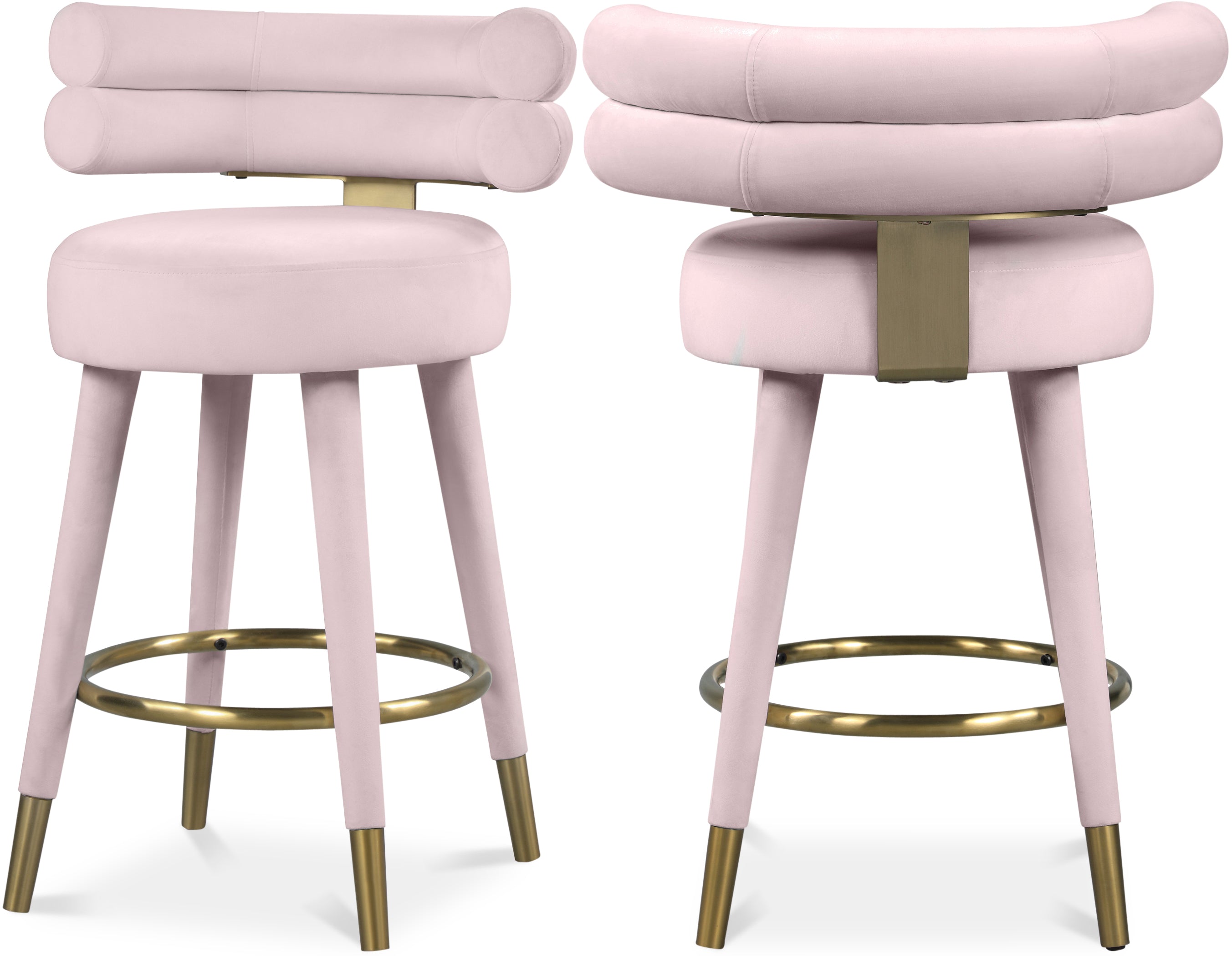 Fitzroy Pink Velvet Counter Stool