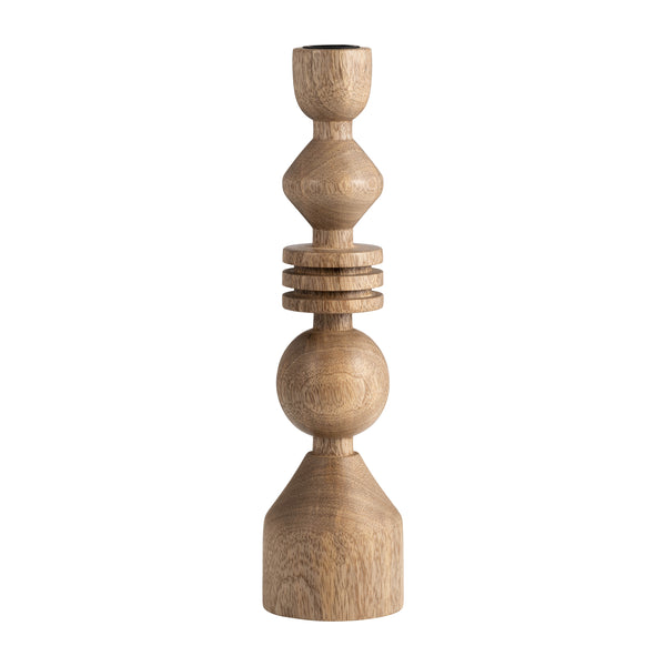 Wood, 12" Stacking Shapes Taper Candleholder, Natu