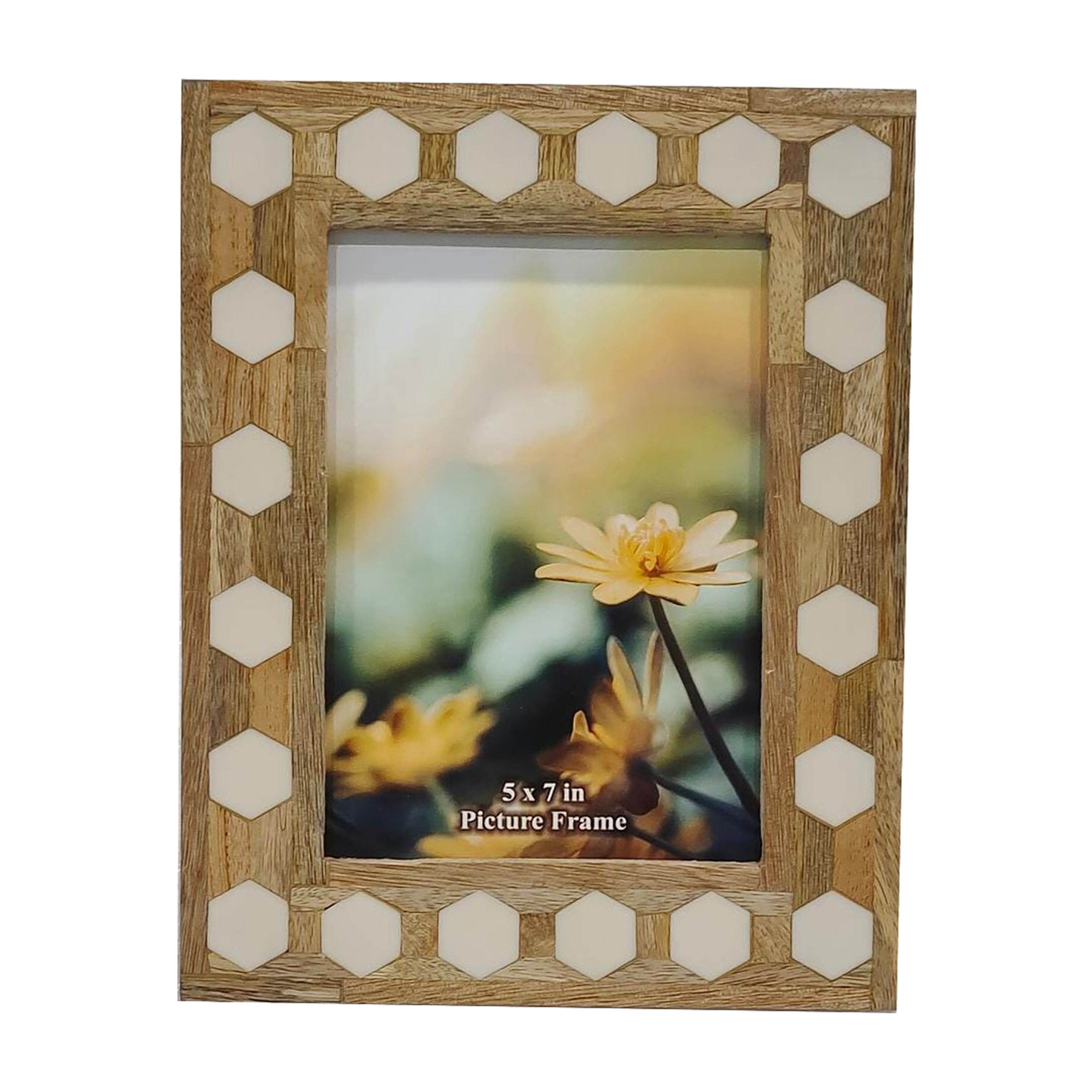 Wood/resin,5x7 Hexagon Frame, White