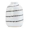 Cer, 9"h Spiral Dot Flower Vase, White/black