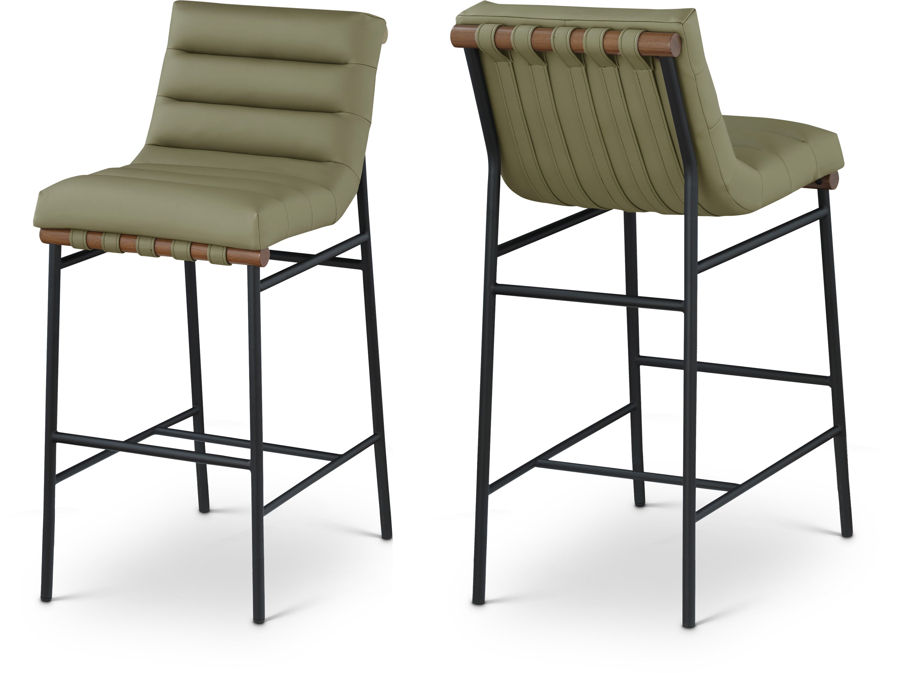 Burke Olive Green Vegan Leather Bar Stool