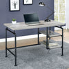 Delray 2-tier Open Shelving Writing Desk Grey Driftwood and Black