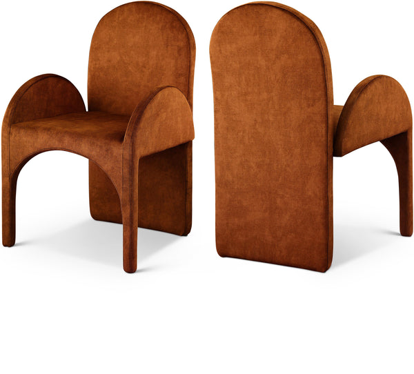 Summer Cognac Velvet Dining Arm Chair