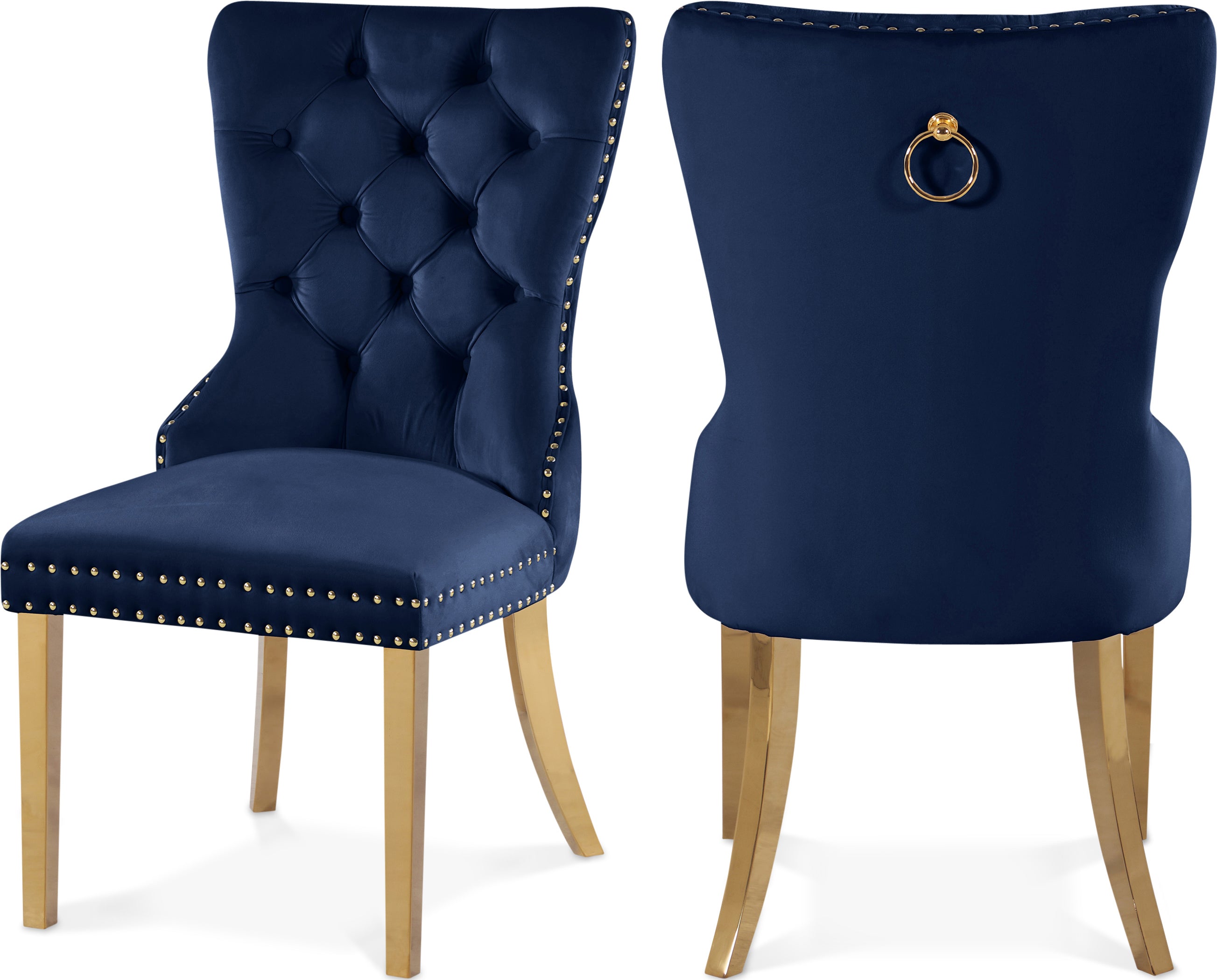 Carmen Navy Velvet Dining Chairs