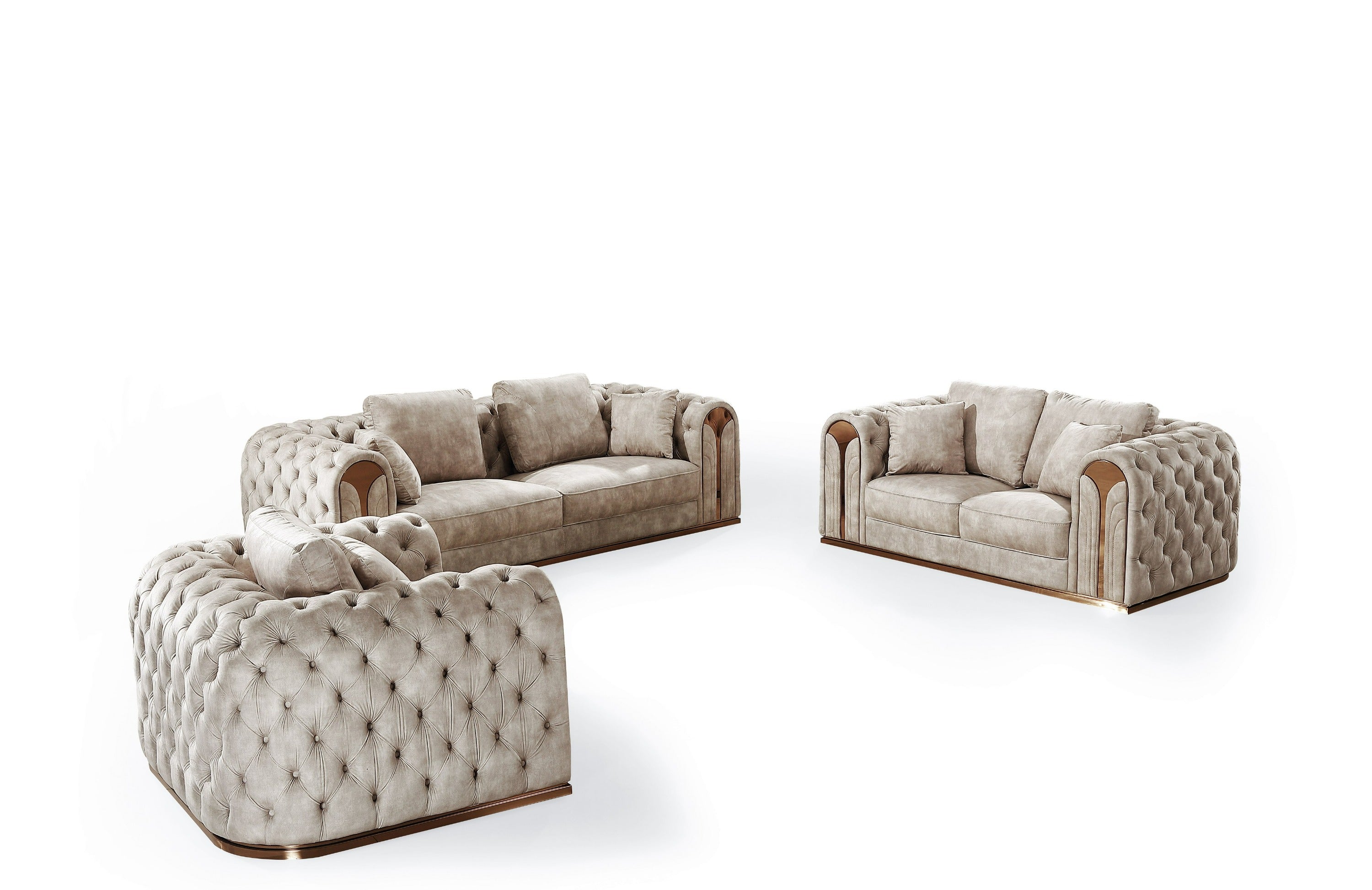 Divani Casa Dosie - Transitional Beige Velvet Sofa Set