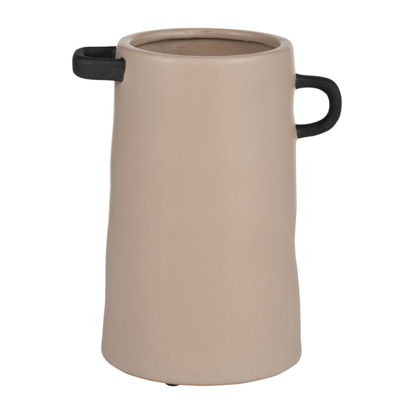 Cer, 9"h Eared Vase, Irish Cream