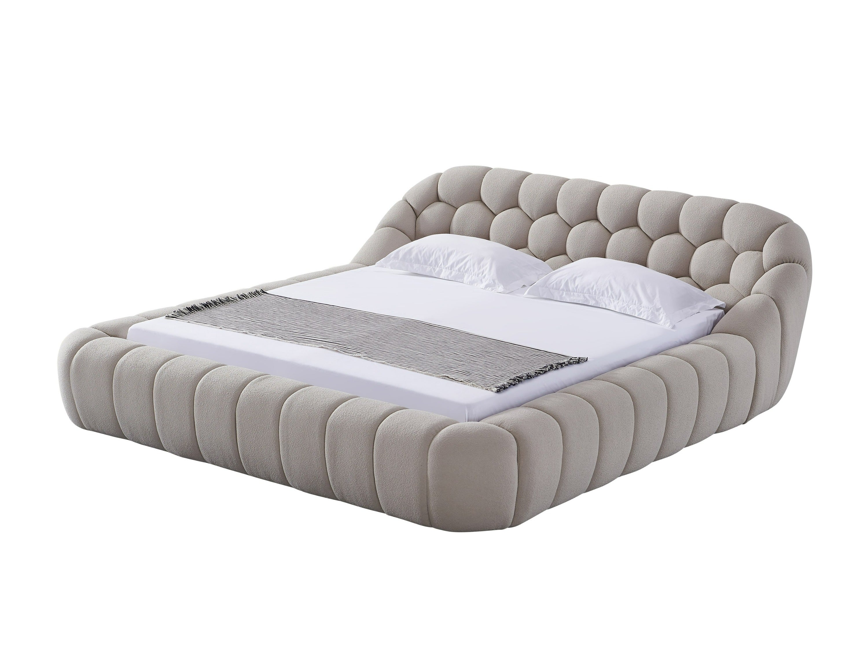 Divani Casa Yolonda - Modern Beige Fabric Bed