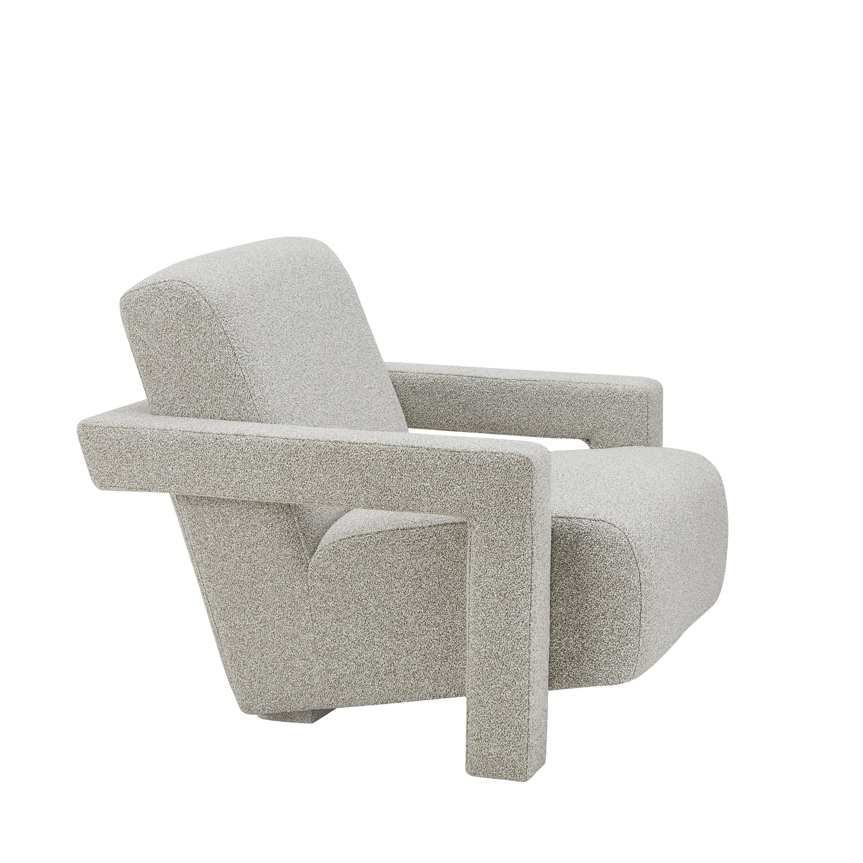 Modrest Wylie - Modern Light Grey-Beige Fabric Accent Chair