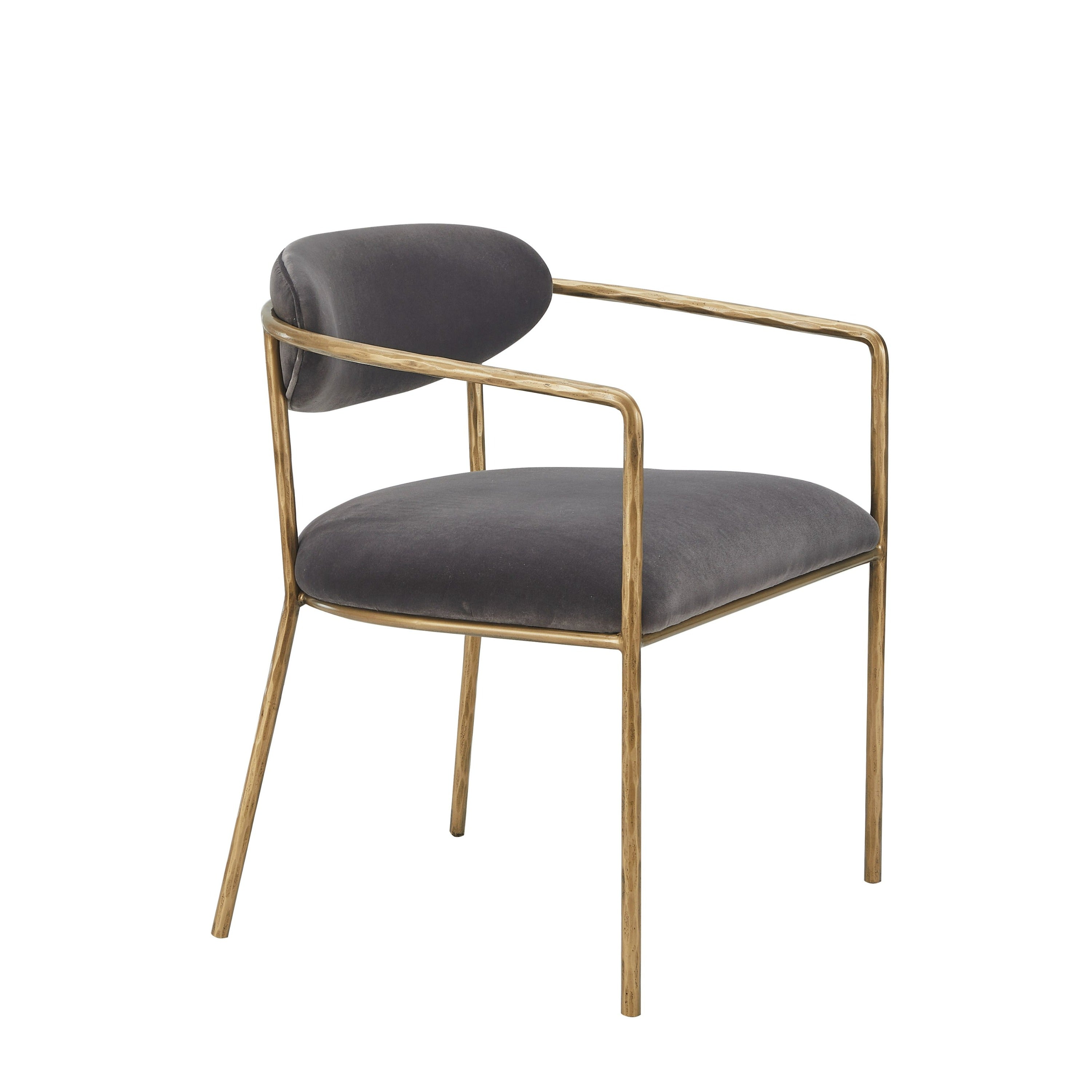 Modrest Baird - Modern Grey Velvet + Brass Dining Chair