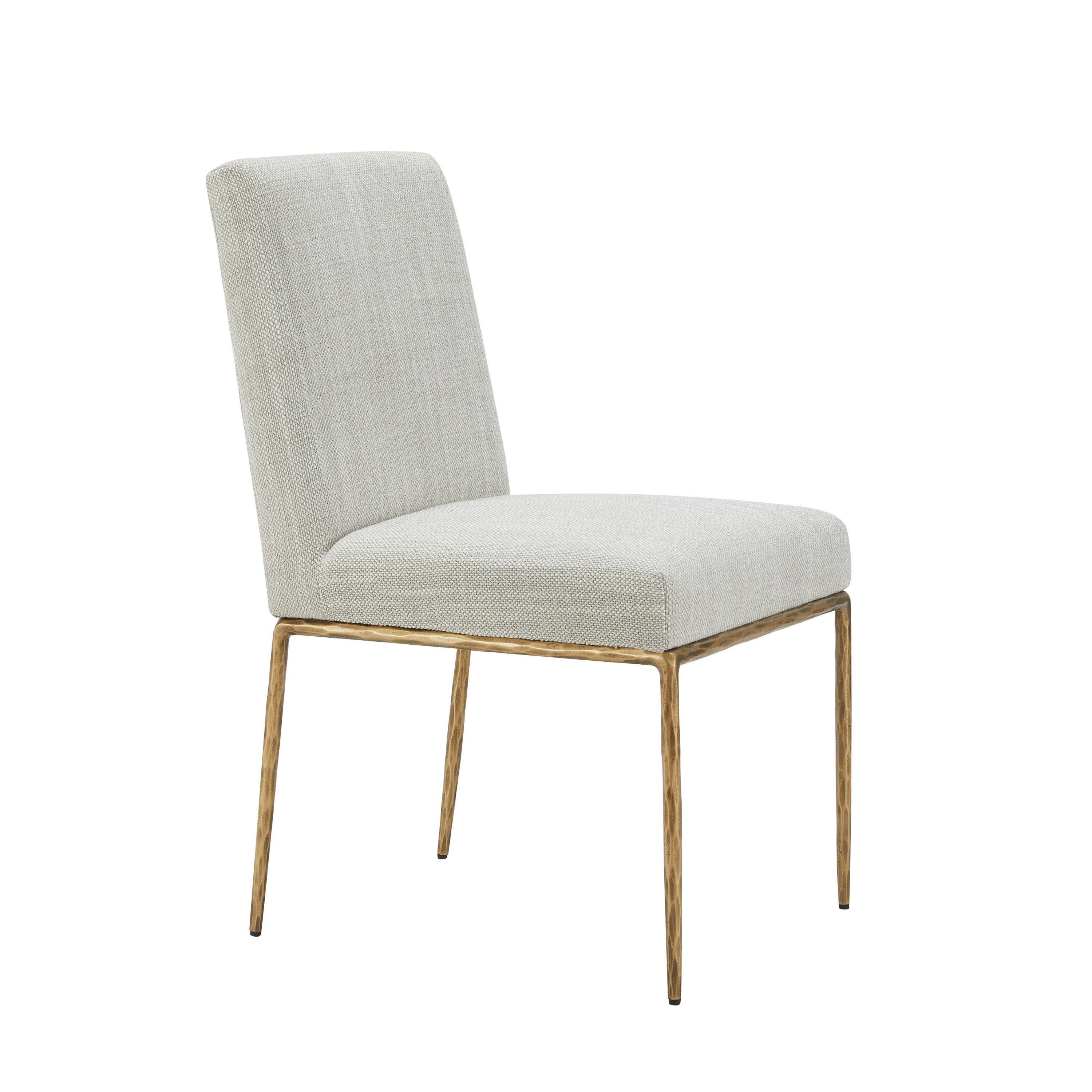 Modrest Beasley - Modern Off-White Linen + Brass Dining Chair