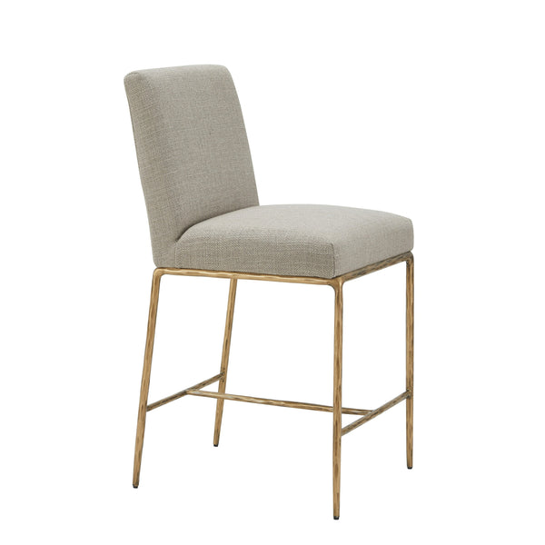 Modrest Beasley - Modern Beige Linen + Brass Counter Chair