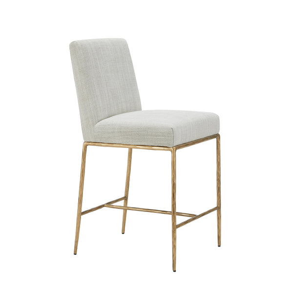 Modrest Beasley - Modern Off-White Linen + Brass Counter Chair