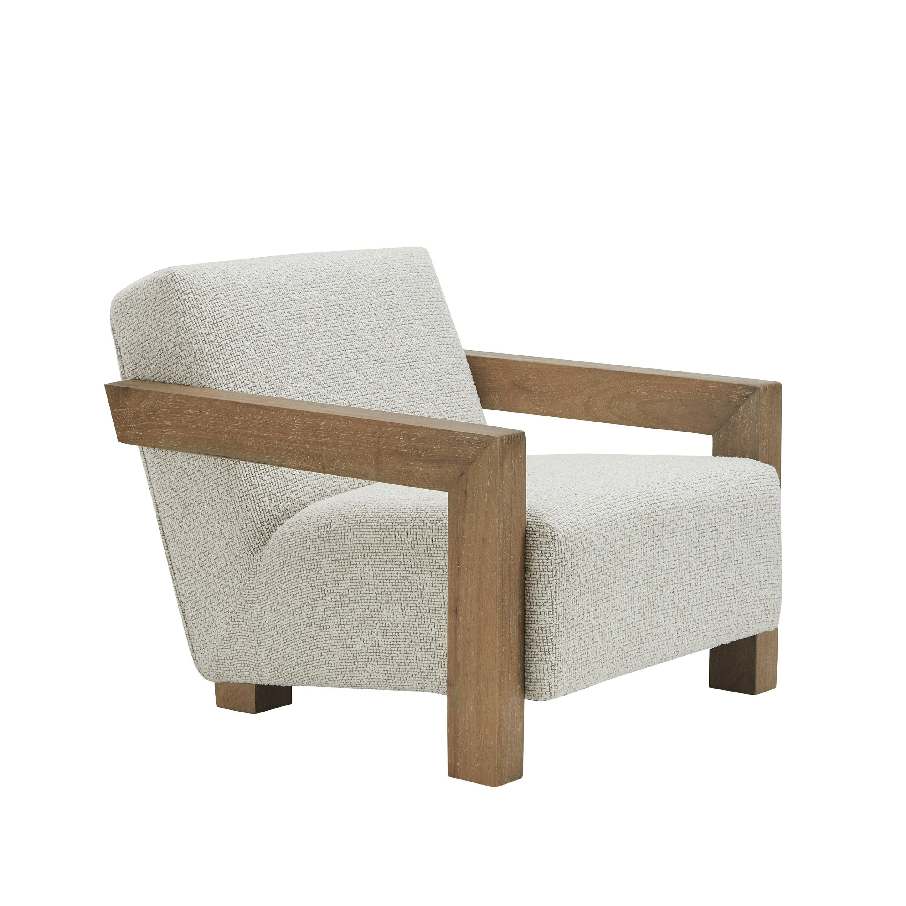 Modrest Dalhart - Modern Beige Fabric + Grey Wash Wood Accent Chair