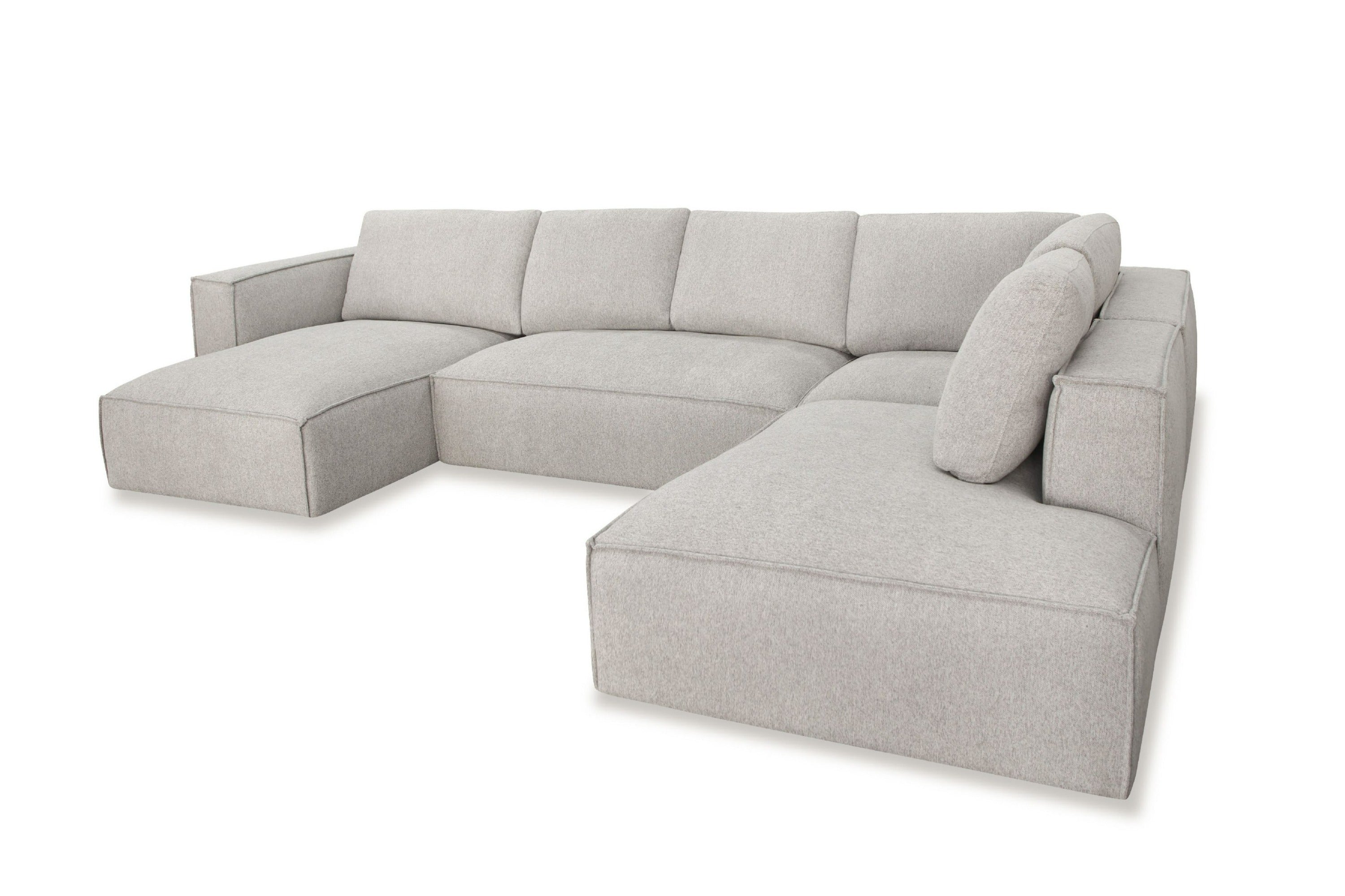 Divani Casa Lulu - Modern Light Grey Fabric Modular Sectional Sofa w/ Left Facing Chaise