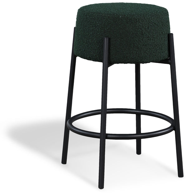 Avalon Green Boucle Fabric Counter Stool