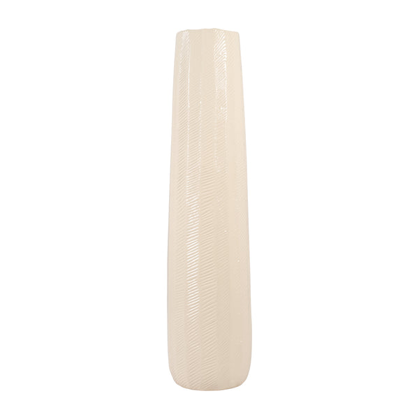 Cer, 28" Etched Lines Cylinder Vase, Cotton