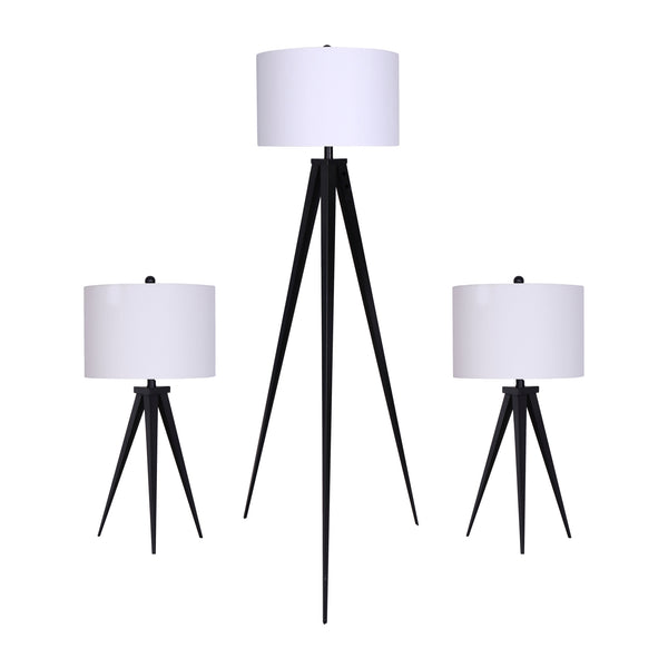 Metal,s/3,23/60"h,table&floor Tripod Lamps,blk