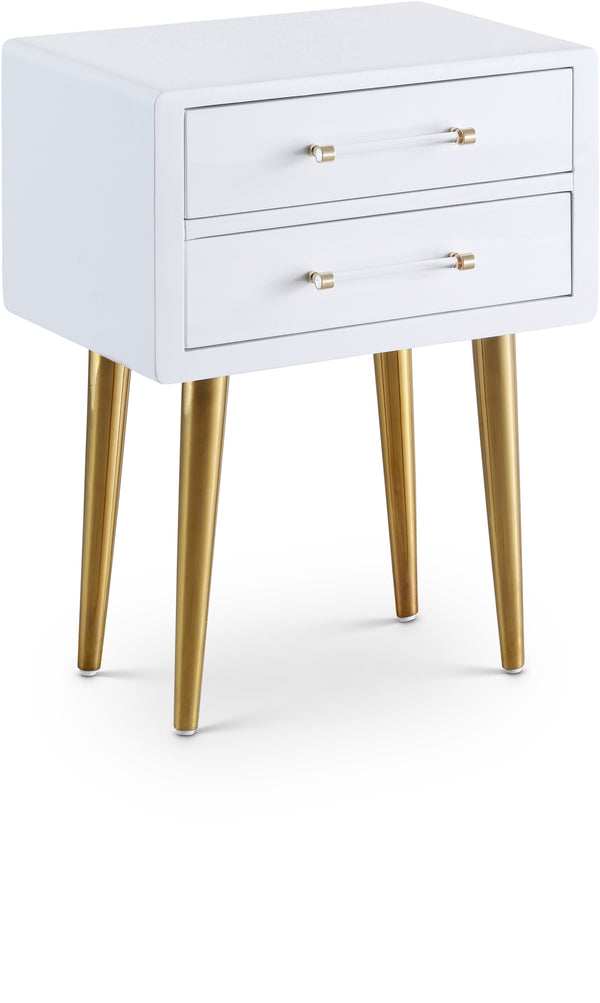 Zane White Laquer with Gold Side Table