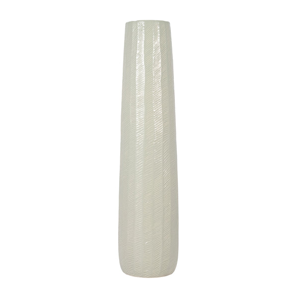 Cer, 28" Etched Lines Cylinder Vase, Cucumber