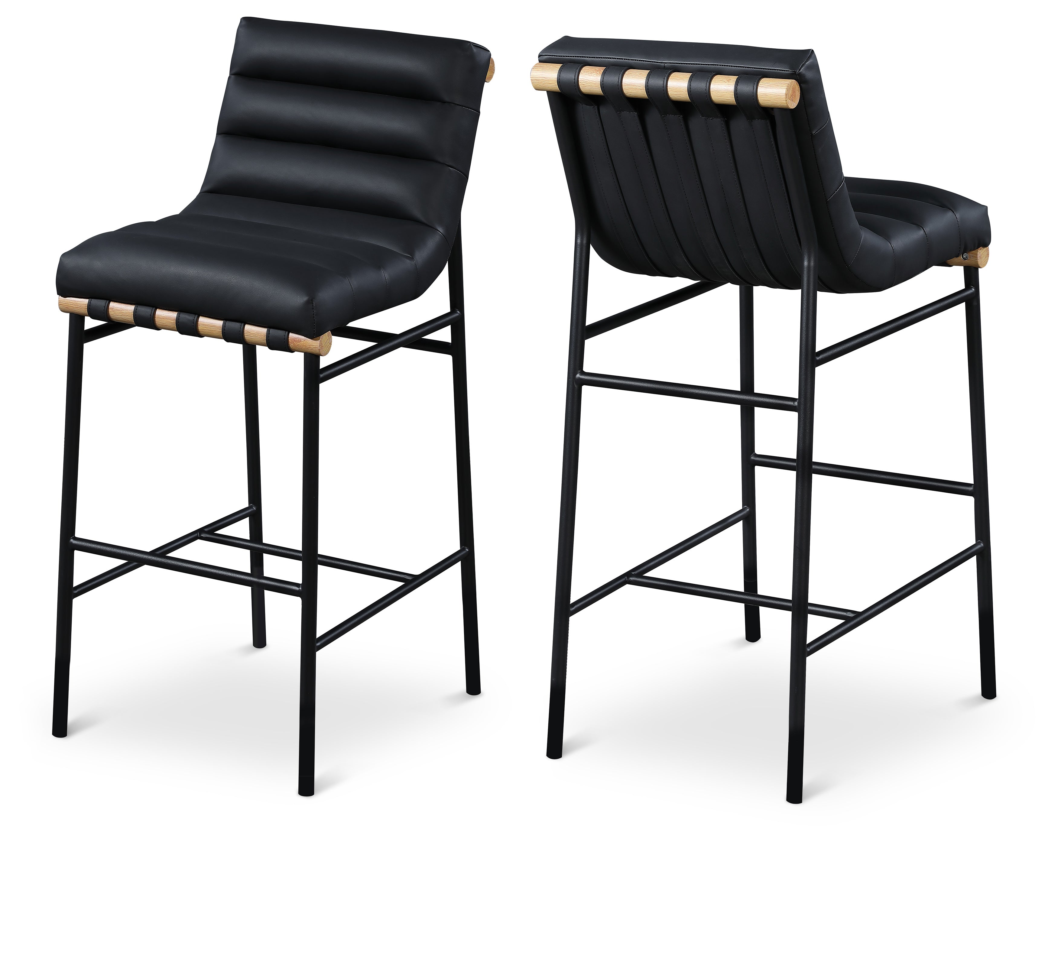 Burke Black Vegan Leather Bar Stool