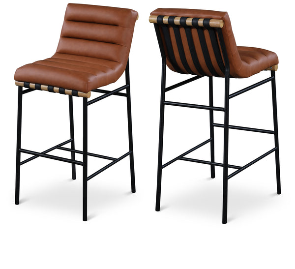 Burke Cognac Vegan Leather Bar Stool