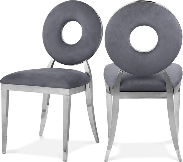 Carousel Grey Velvet Dining Chair