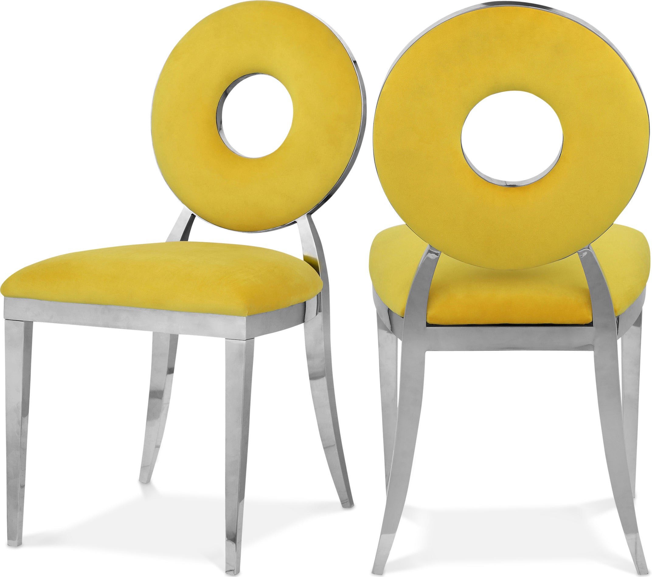 Carousel Yellow Velvet Dining Chair