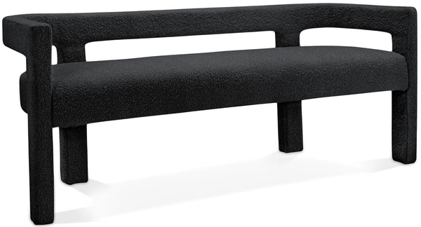 Athena Black Boucle Fabric Bench