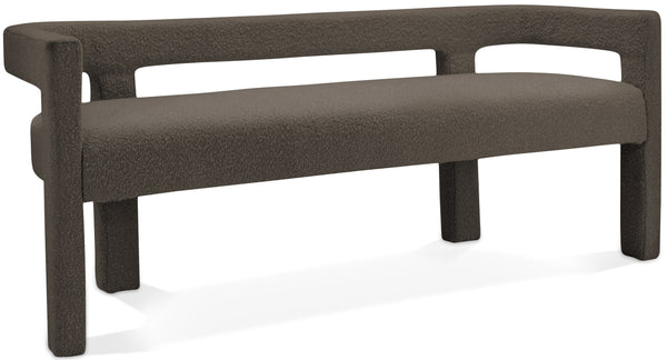 Athena Brown Boucle Fabric Bench