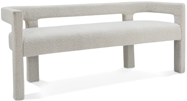 Athena Cream Boucle Fabric Bench