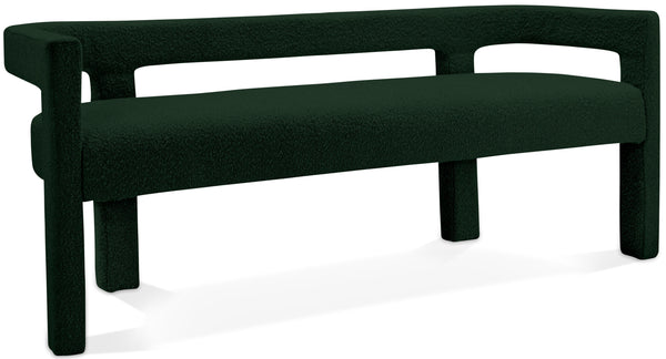 Athena Green Boucle Fabric Bench