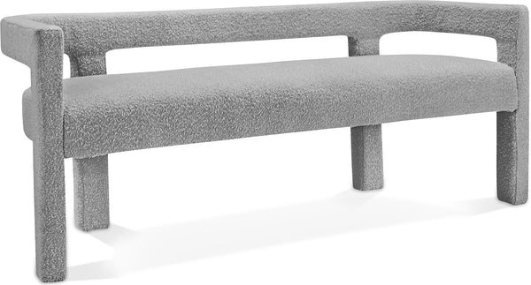 Athena Grey Boucle Fabric Bench