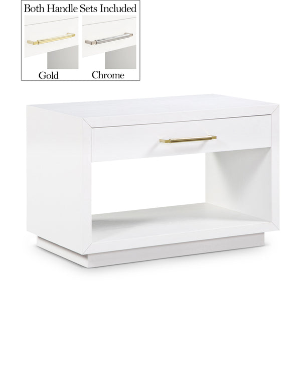 Avery White Wood Veneer Night Stand