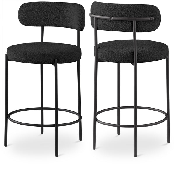 Beacon Black Boucle Fabric Stool